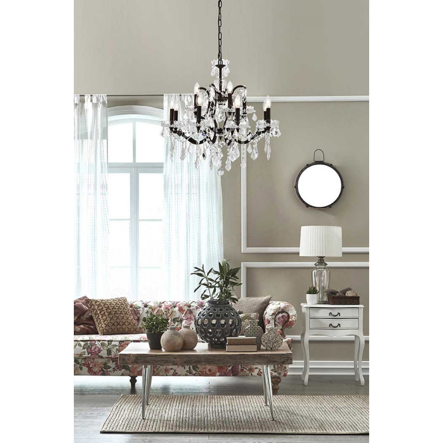 Elegant Rococo 5 Light Chandelier - Rustic Intent, L 26" (1138D26RI-RC)