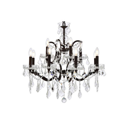 Elegant Rococo 5 Light Chandelier - Rustic Intent, L 26" (1138D26RI-RC)