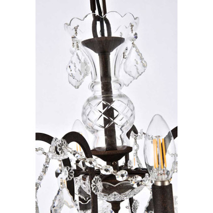 Elegant Rococo 5 Light Chandelier - Rustic Intent, L 26" (1138D26RI-RC)
