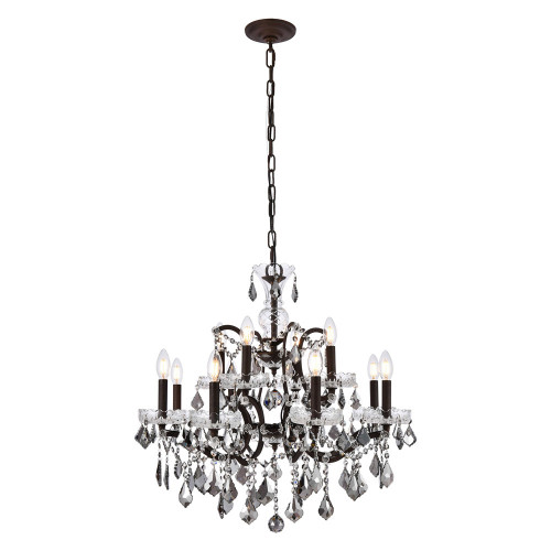 Elegant Rococo 5 Light Chandelier - Rustic Intent/Silver, L 26" (1138D26RI-SS-RC)