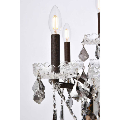 Elegant Rococo 5 Light Chandelier - Rustic Intent/Silver, L 26" (1138D26RI-SS-RC)