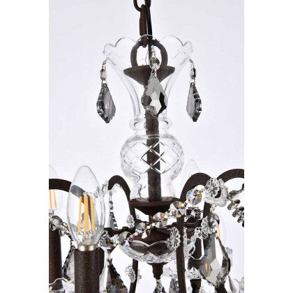 Elegant Rococo 5 Light Chandelier - Rustic Intent/Silver, L 26" (1138D26RI-SS-RC)
