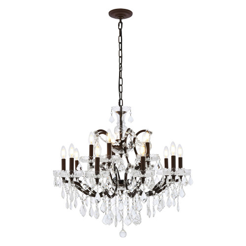 Elegant Rococo 5 Light Chandelier - Rustic Intent, L 30" (1138D30RI-RC)