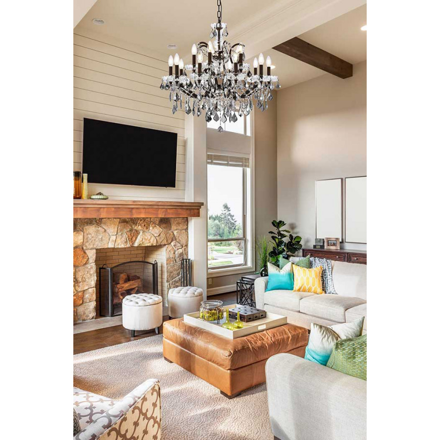 Elegant Rococo 5 Light Chandelier - Rustic Intent/Silver, L 30" (1138D30RI-SS-RC)