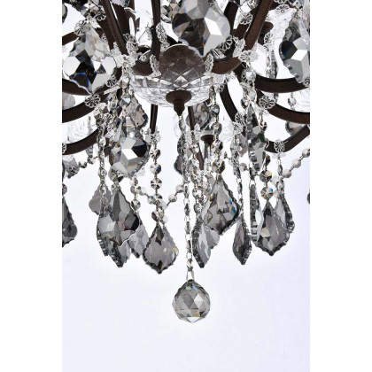 Elegant Rococo 5 Light Chandelier - Rustic Intent/Silver, L 30" (1138D30RI-SS-RC)