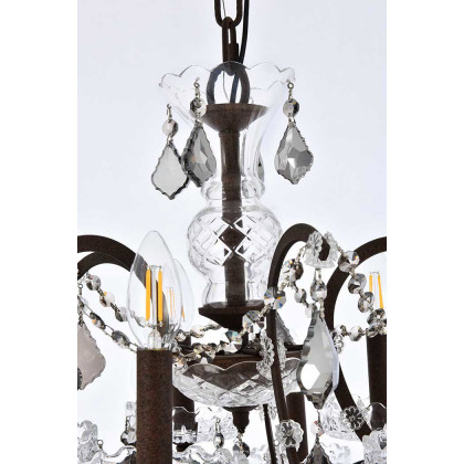 Elegant Rococo 5 Light Chandelier - Rustic Intent/Silver, L 30" (1138D30RI-SS-RC)