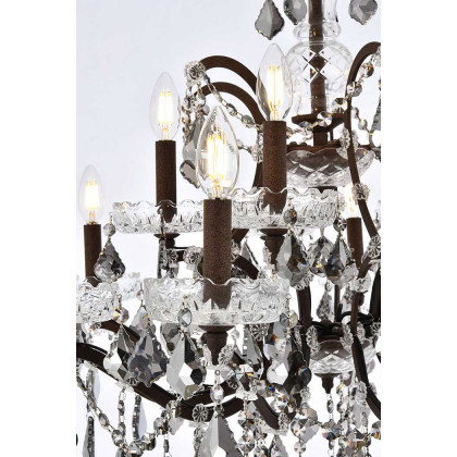 Elegant Rococo 5 Light Chandelier - Rustic Intent/Silver, L 30" (1138D30RI-SS-RC)