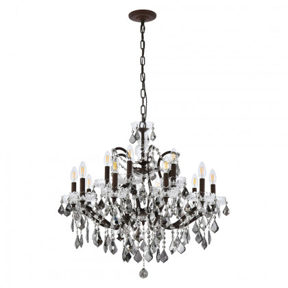 Elegant Rococo 5 Light Chandelier - Rustic Intent/Silver, L 30" (1138D30RI-SS-RC)
