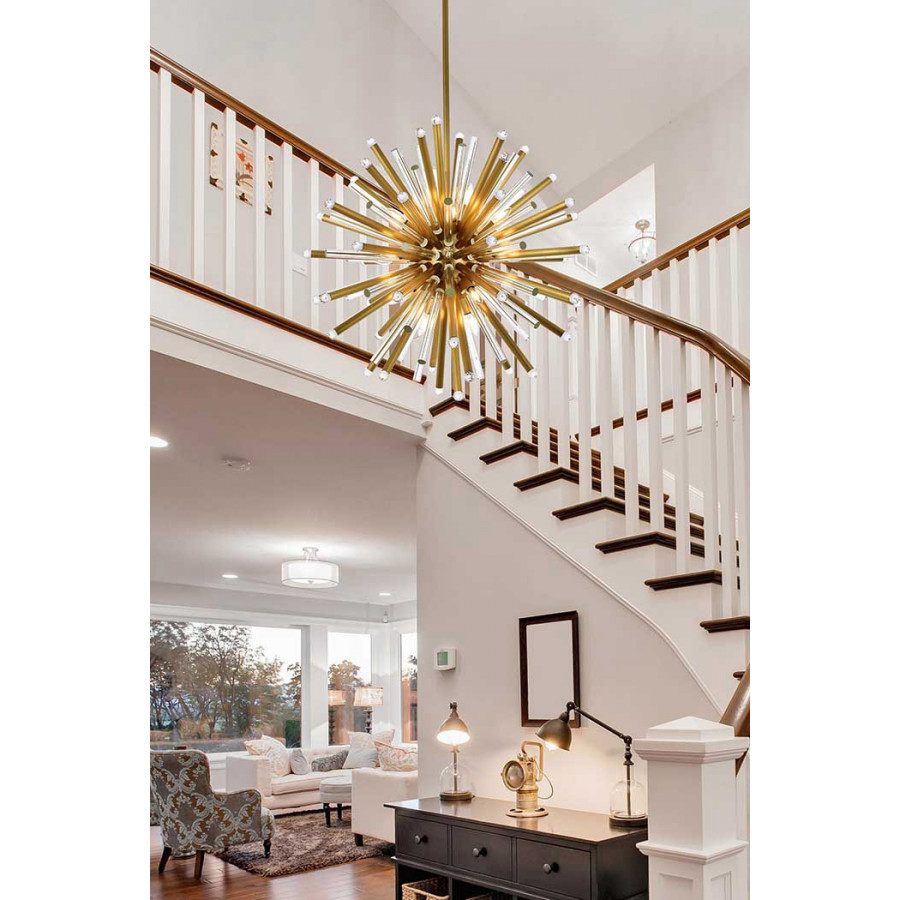 Elegant Chandelier - Burnished Brass, L 36" (1141G36BB)
