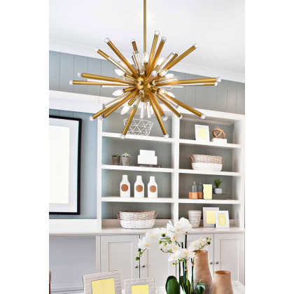 Elegant Chandelier - Burnished Brass, L 38" (1141G38BB)