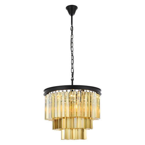 Elegant Urban Classic Sydney Collection Pendant Lamp - Matte Black/Gold, L 20" (1201D20MB-GT-RC)