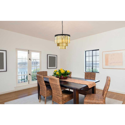Elegant Urban Classic Sydney Collection Pendant Lamp - Matte Black/Gold, L 20" (1201D20MB-GT-RC)