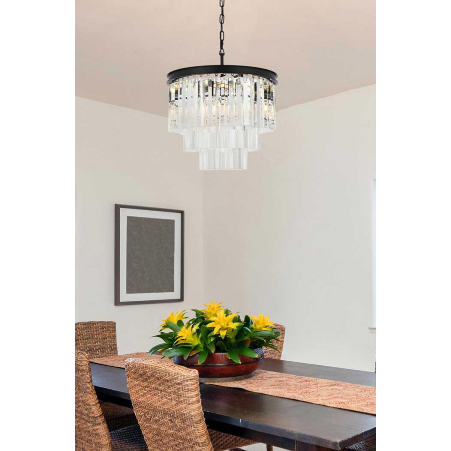 Elegant Urban Classic Sydney Collection Pendant Lamp - Matte Black, L 20" (1201D20MB-RC)
