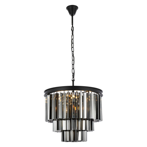 Elegant Urban Classic Sydney Collection Pendant Lamp - Matte Black/Silver, L 20" (1201D20MB-SS-RC)
