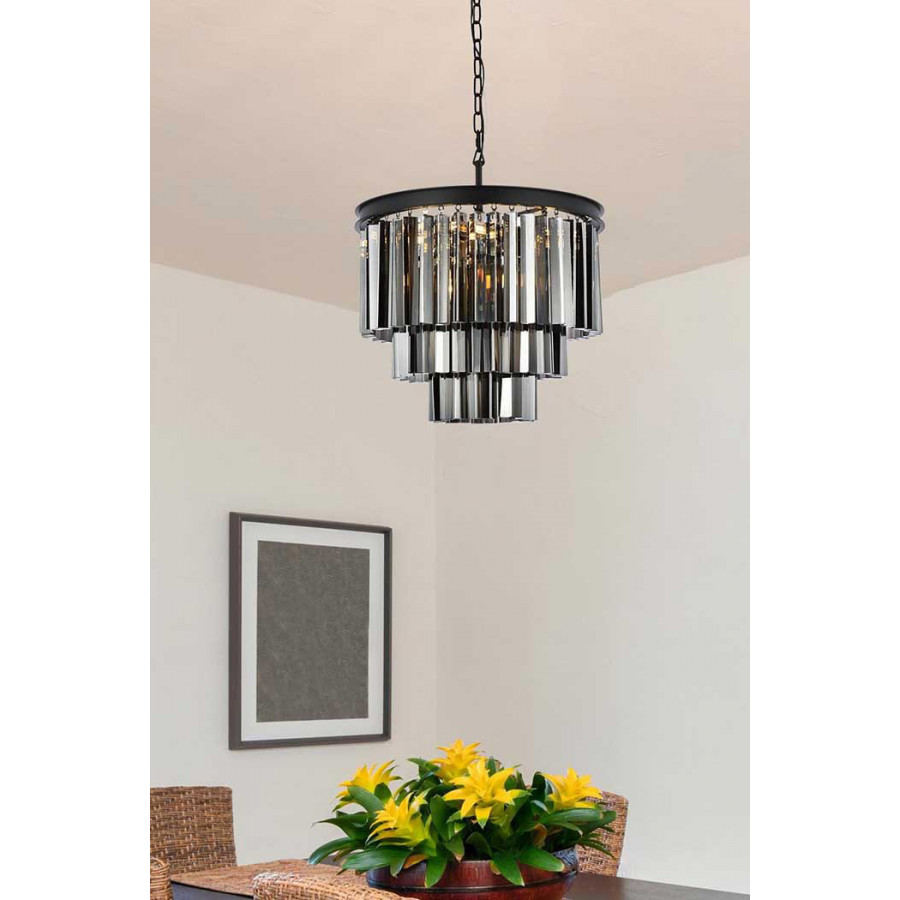 Elegant Urban Classic Sydney Collection Pendant Lamp - Matte Black/Silver, L 20" (1201D20MB-SS-RC)