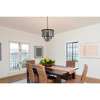 Elegant Urban Classic Sydney Collection Pendant Lamp - Matte Black/Silver, L 20" (1201D20MB-SS-RC)
