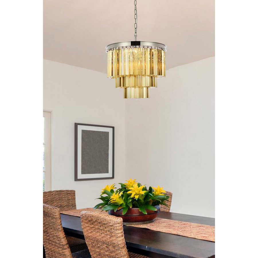 Elegant Urban Classic Sydney Collection Pendant Lamp - Polished Nickel/Gold, L 20" (1201D20PN-GT-RC)