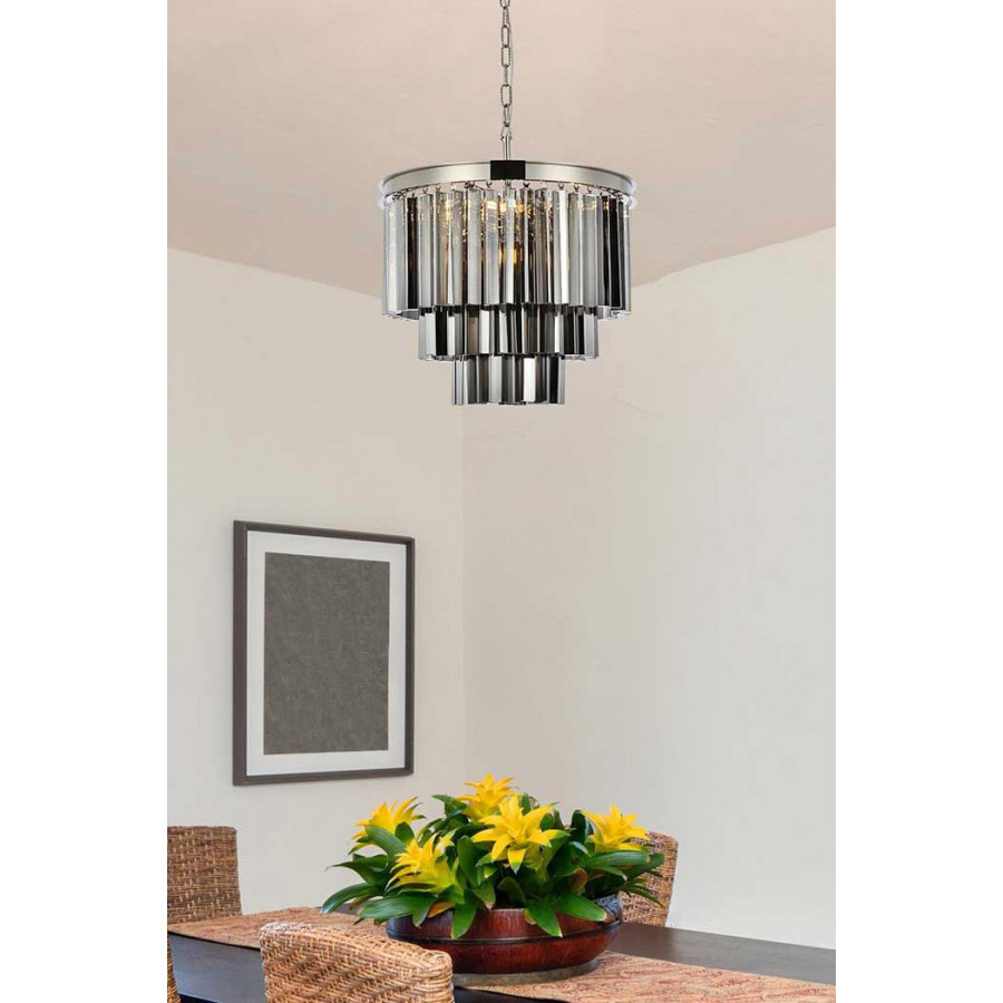 Elegant Urban Classic Sydney Collection Pendant Lamp - Polished Nickel/Silver, L 20" (1201D20PN-SS-RC)