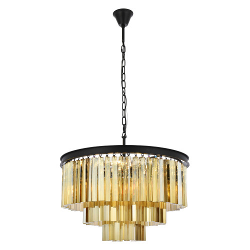 Elegant Urban Classic Sydney Collection Pendant Lamp - Matte Black/Gold, L 26" (1201D26MB-GT-RC)