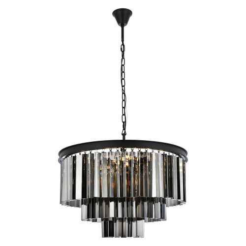 Elegant Urban Classic Sydney Collection Pendant Lamp - Matte Black/Silver, L 26" (1201D26MB-SS-RC)