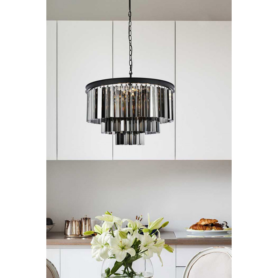Elegant Urban Classic Sydney Collection Pendant Lamp - Matte Black/Silver, L 26" (1201D26MB-SS-RC)