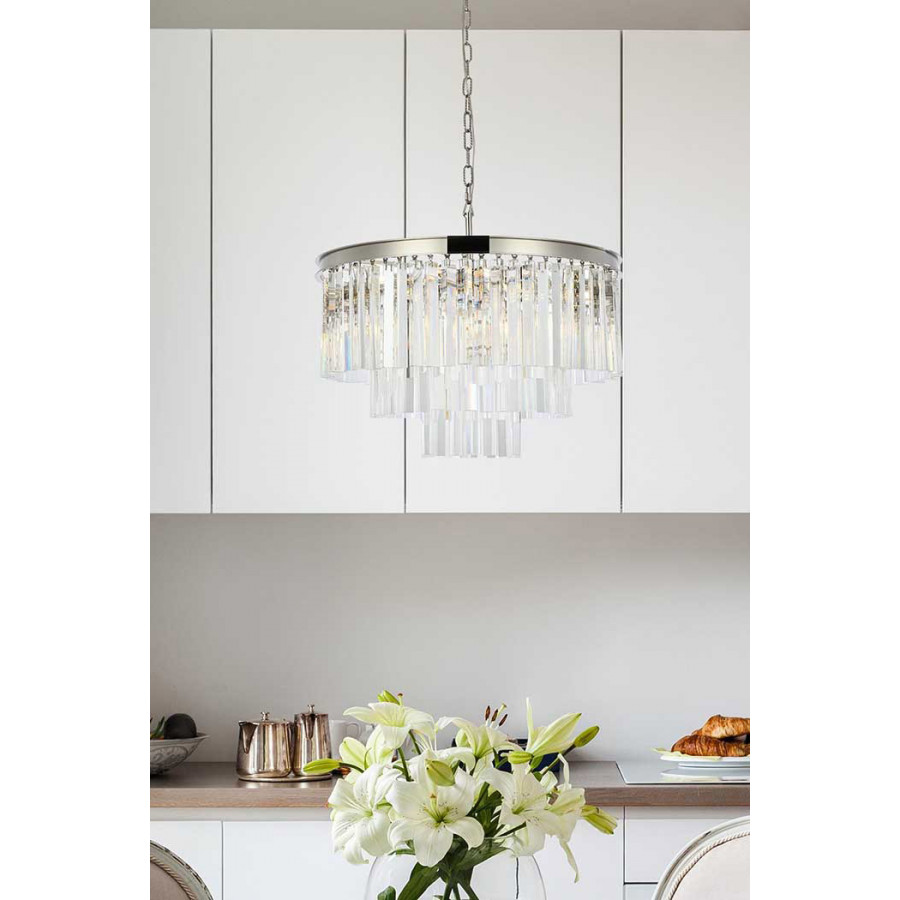 Elegant Urban Classic Sydney Collection Pendant Lamp - Polished Nickel, L 26" (1201D26PN-RC)