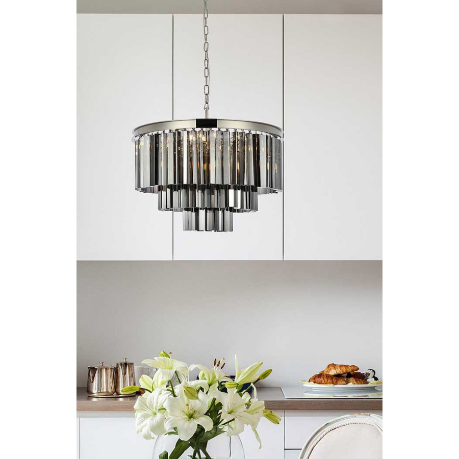 Elegant Urban Classic Sydney Collection Pendant Lamp - Polished Nickel/Silver, L 26" (1201D26PN-SS-RC)