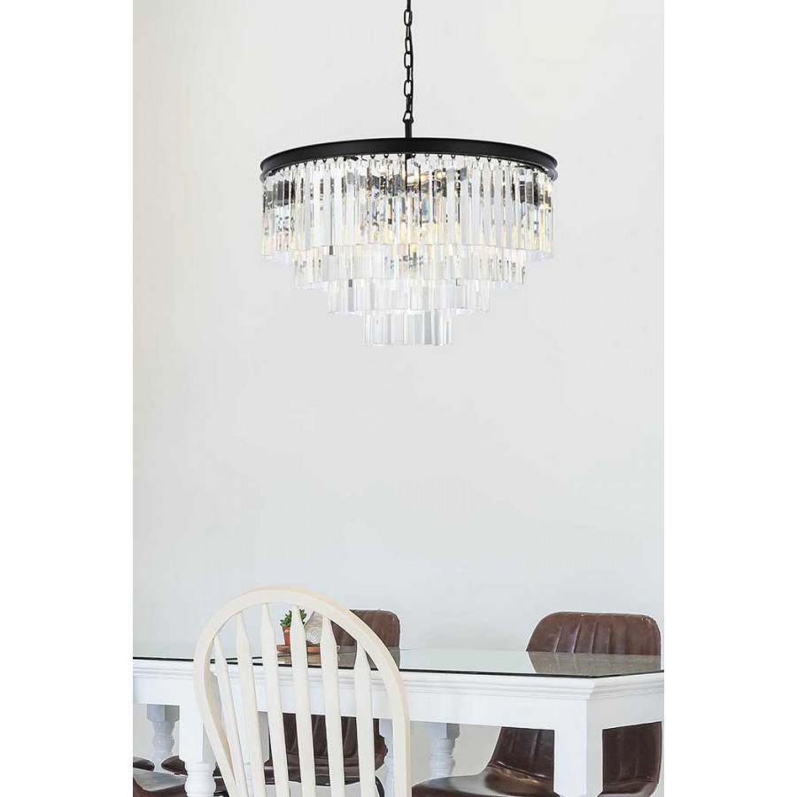 Elegant Urban Classic Sydney Collection Pendant Lamp - Matte Black, L 32" (1201D32MB-RC)