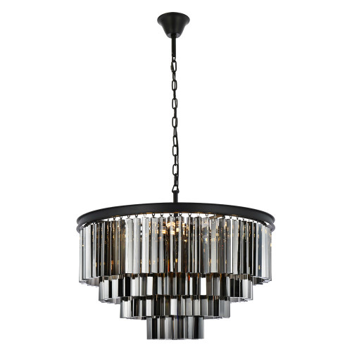 Elegant Urban Classic Sydney Collection Pendant Lamp - Matte Black/Silver, L 32" (1201D32MB-SS-RC)