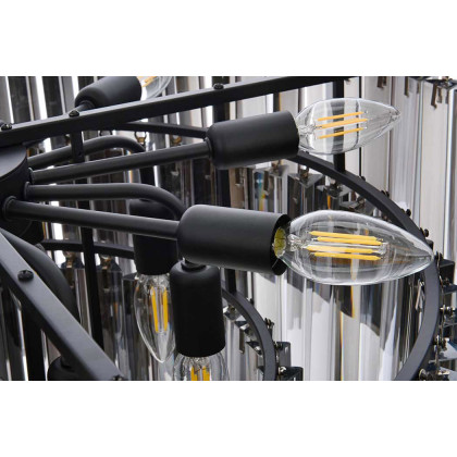 Elegant Urban Classic Sydney Collection Pendant Lamp - Matte Black/Silver, L 32" (1201D32MB-SS-RC)