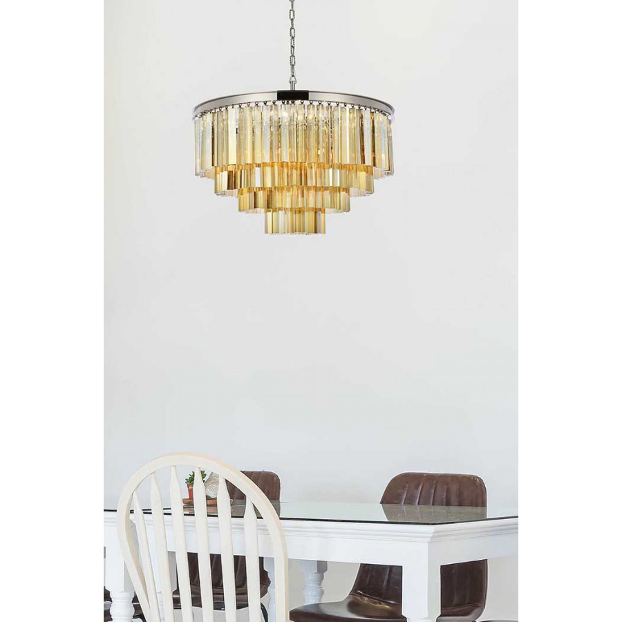Elegant Urban Classic Sydney Collection Pendant Lamp - Polished Nickel/Gold, L 32" (1201D32PN-GT-RC)