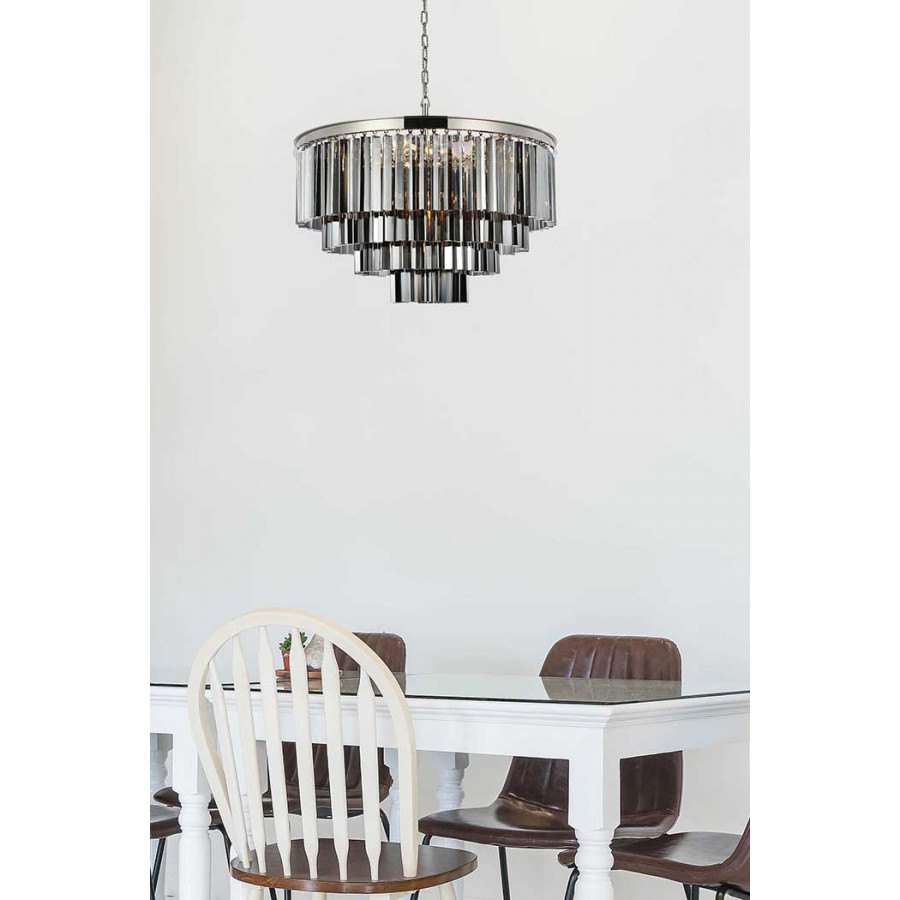 Elegant Urban Classic Sydney Collection Pendant Lamp - Polished Nickel/Silver, L 32" (1201D32PN-SS-RC)