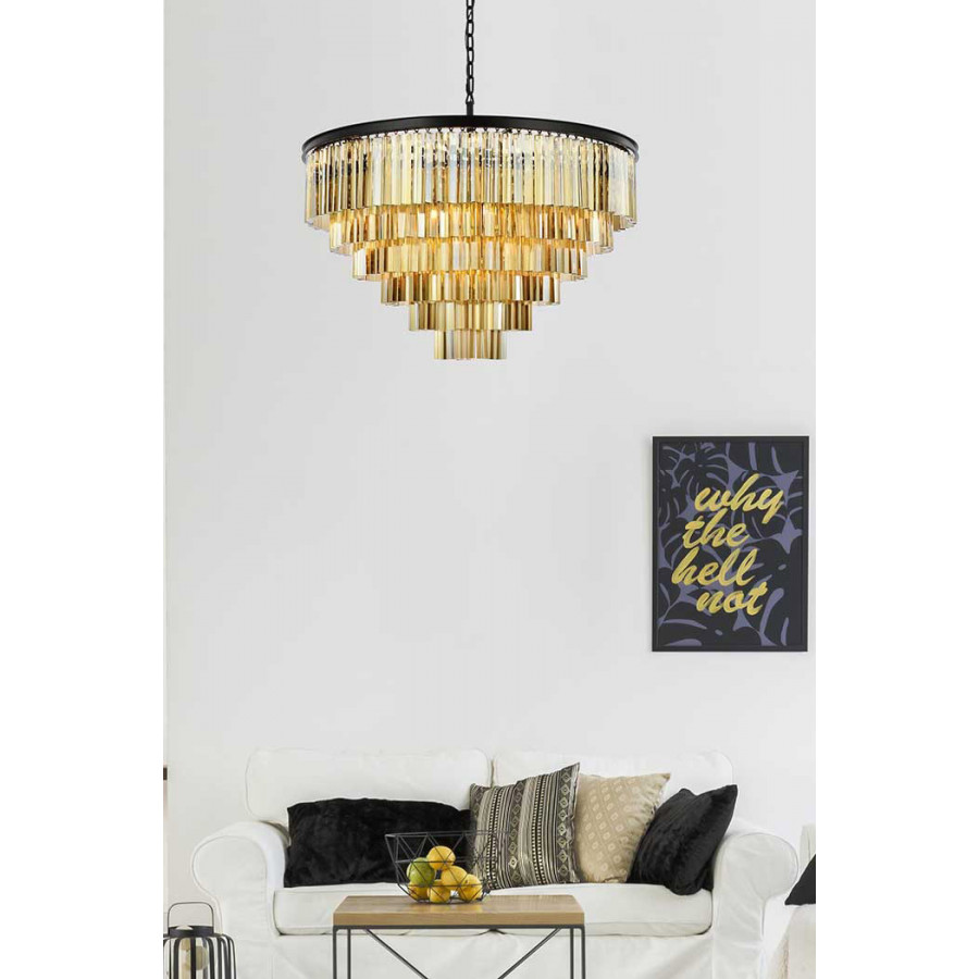 Elegant Urban Classic Sydney Collection Pendant Lamp - Matte Black/Gold, L 44" (1201D44MB-GT-RC)