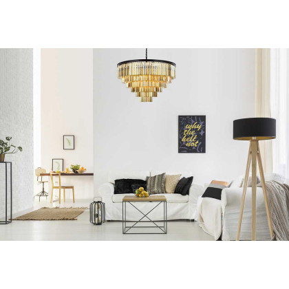 Elegant Urban Classic Sydney Collection Pendant Lamp - Matte Black/Gold, L 44" (1201D44MB-GT-RC)