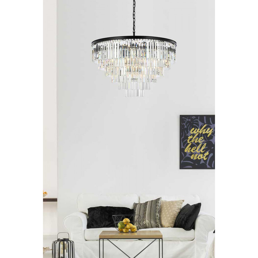 Elegant Urban Classic Sydney Collection Pendant Lamp - Matte Black, L 44" (1201D44MB-RC)