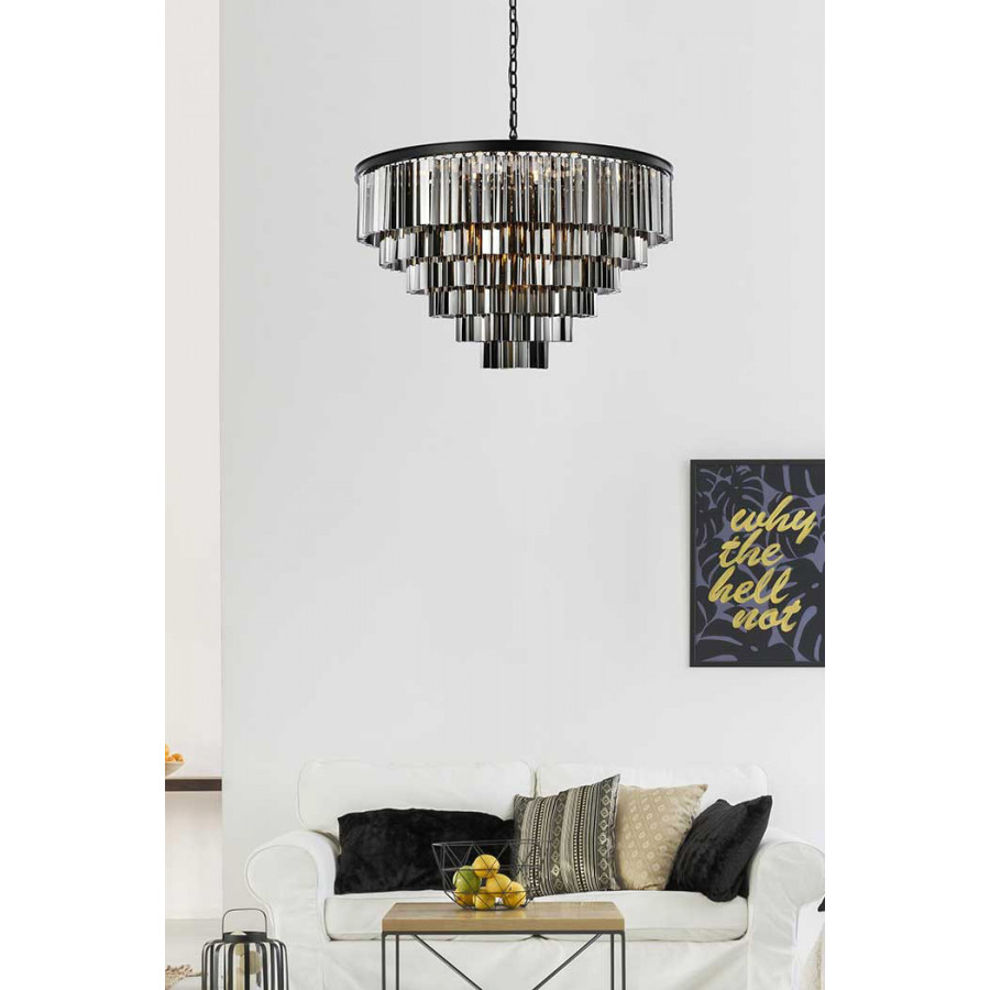 Elegant Urban Classic Sydney Collection Pendant Lamp - Matte Black/Silver, L 44" (1201D44MB-SS-RC)