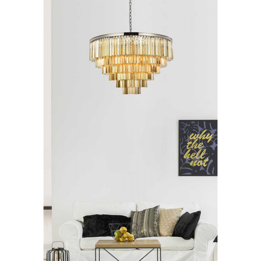 Elegant Urban Classic Sydney Collection Pendant Lamp - Polished Nickel/Gold, L 44" (1201D44PN-GT-RC)