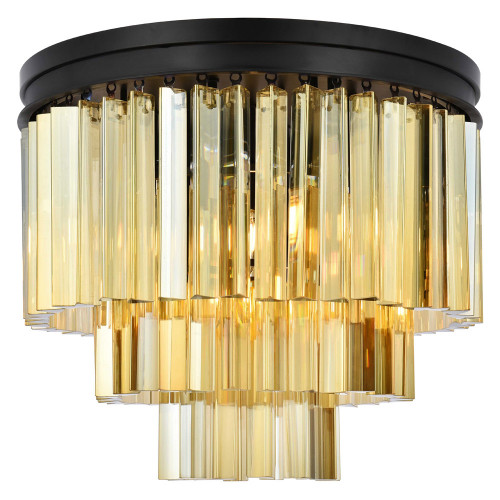 Elegant Sydney 9 Light Flush Mount - Matte Black/Gold, L 20" (1201F20MB-GT-RC)