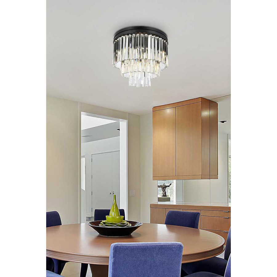 Elegant Sydney 9 Light Flush Mount - Matte Black, L 20" (1201F20MB-RC)