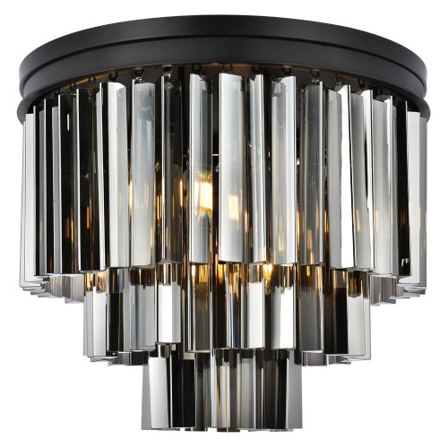 Elegant Sydney 9 Light Flush Mount - Matte Black/Silver, L 20" (1201F20MB-SS-RC)