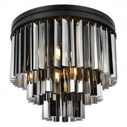 Elegant Sydney 9 Light Flush Mount - Matte Black/Silver, L 20" (1201F20MB-SS-RC)