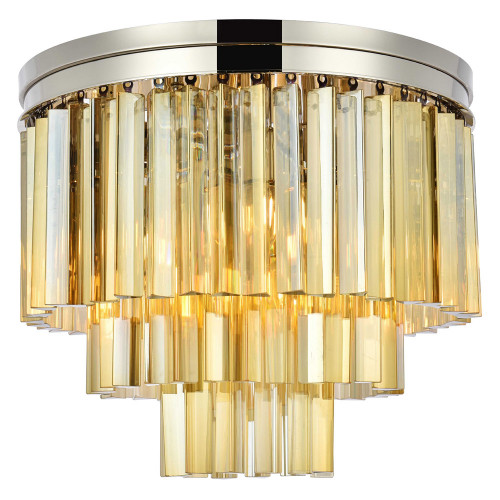 Elegant Sydney 9 Light Flush Mount - Polished Nickel/Gold, L 20" (1201F20PN-GT-RC)