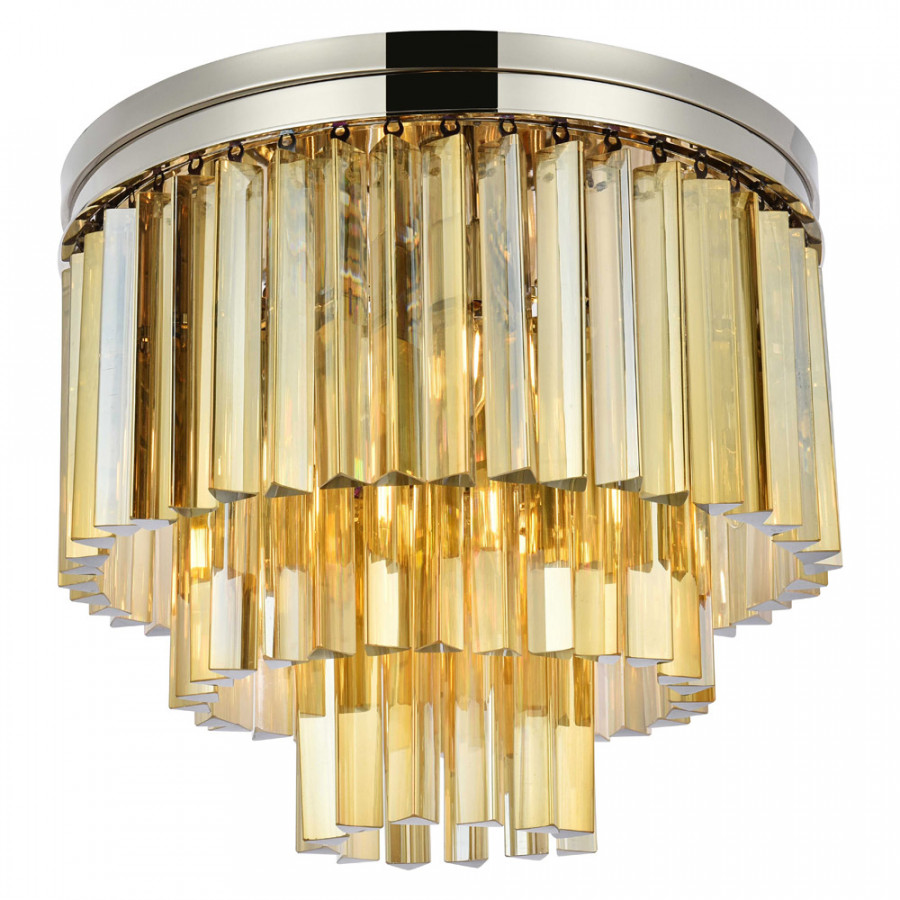 Elegant Sydney 9 Light Flush Mount - Polished Nickel/Gold, L 20" (1201F20PN-GT-RC)