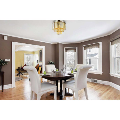 Elegant Sydney 9 Light Flush Mount - Polished Nickel/Gold, L 20" (1201F20PN-GT-RC)