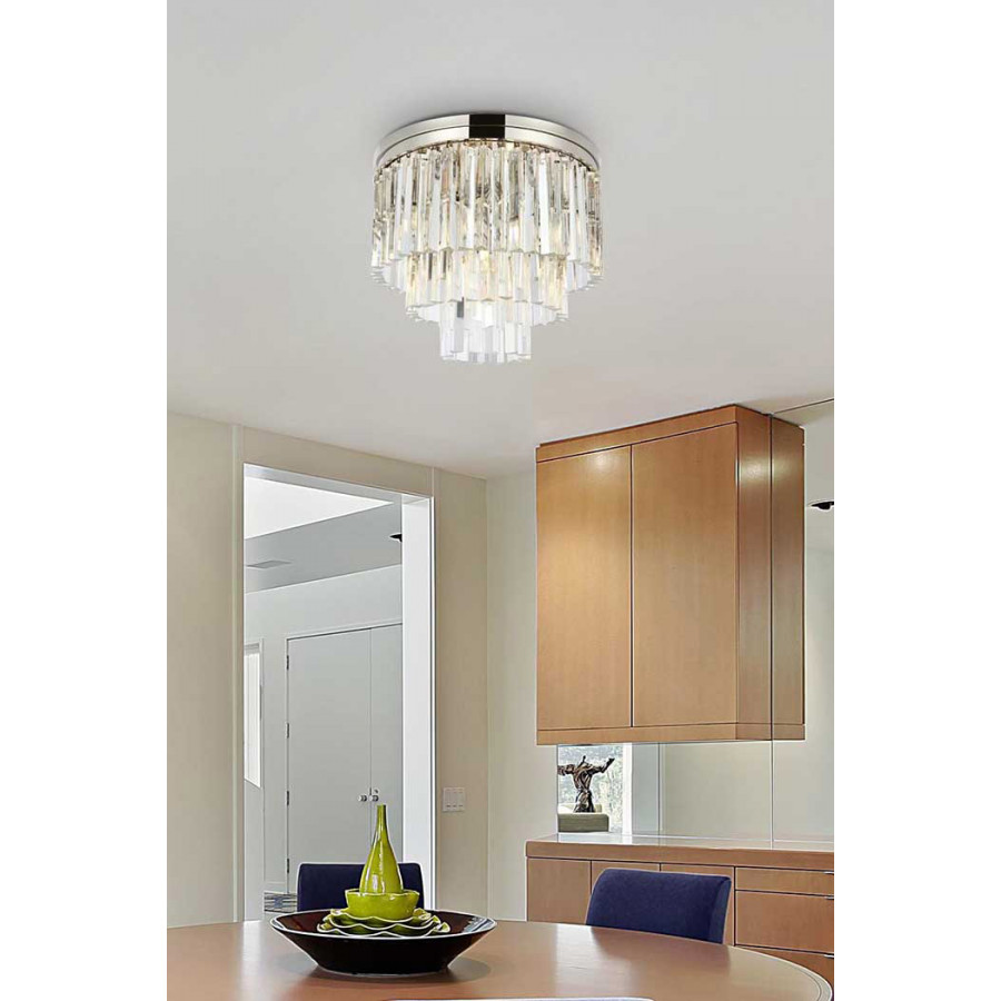 Elegant Sydney 9 Light Flush Mount - Polished Nickel, L 20" (1201F20PN-RC)