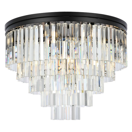 Elegant Sydney 9 Light Flush Mount - Matte Black, L 32" (1201F32MB-RC)