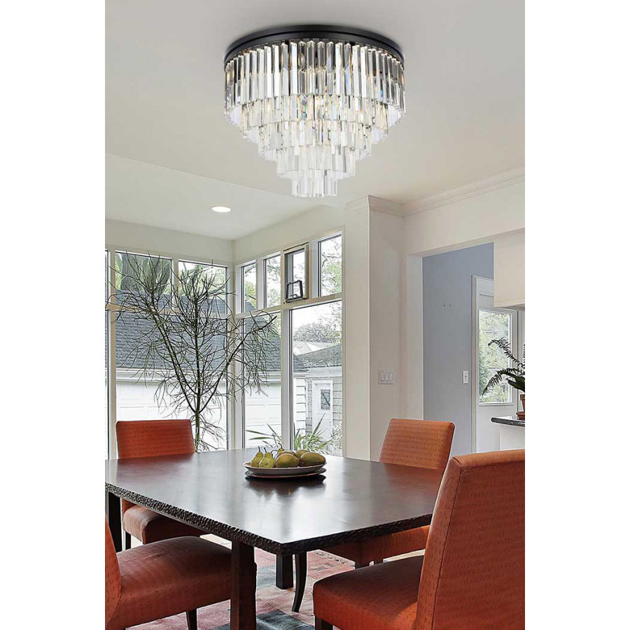 Elegant Sydney 9 Light Flush Mount - Matte Black, L 32" (1201F32MB-RC)