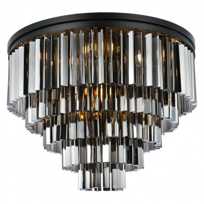 Elegant Sydney 9 Light Flush Mount - Matte Black/Silver, L 32" (1201F32MB-SS-RC)