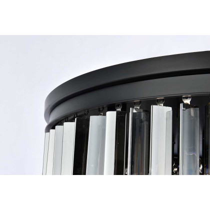 Elegant Sydney 9 Light Flush Mount - Matte Black/Silver, L 32" (1201F32MB-SS-RC)