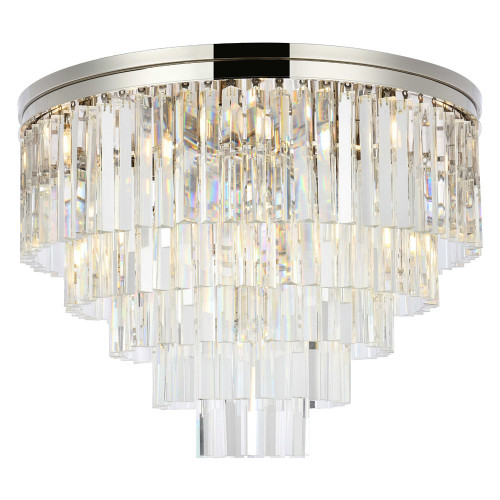 Elegant Sydney 9 Light Flush Mount - Polished Nickel, L 32" (1201F32PN-RC)